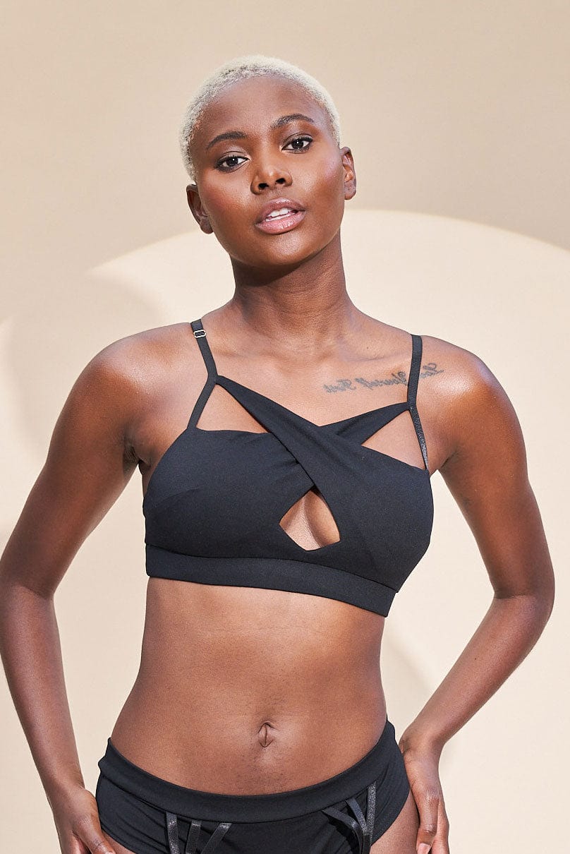 Longline Black Crop Bra Made From Recycled Plastic Bottles – Born Nouli