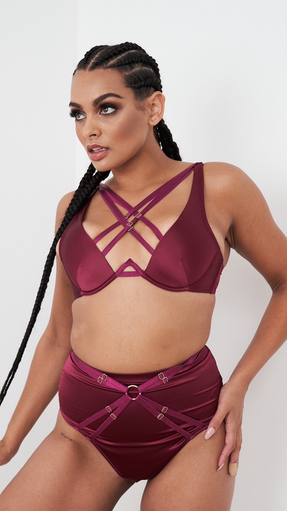 Strappy Satin Plunge Criss Cross Supportive Lingerie Bra – lunalae