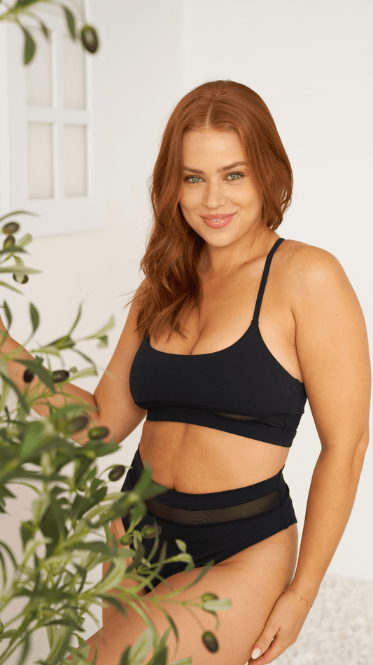 Mila Mesh Cut Out Top Black