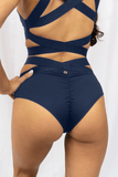 Tara Low Waist - Strappy Scrunch Low Waist Bottoms Navy