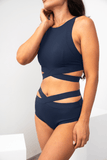 Tara Low Waist - Strappy Scrunch Low Waist Bottoms Navy