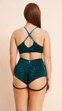 Lure You High Waisted Garter Shorts Ocean Shimmer