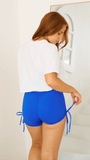 High Waist Drawstring Shorts Cobalt Blue