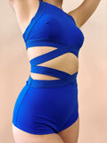 Tara High Waist - Strappy Scrunch High Waist Bottoms Cobalt Blue