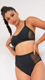 Gigi Top - Mesh Pannelled Top Recycled Black