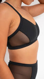 Gigi Top - Mesh Pannelled Top Recycled Black