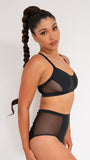 Gigi Top - Mesh Pannelled Top Recycled Black