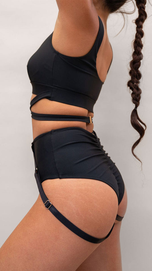 Kehlani High Waist - Adjustable Scrunch Garter High Waist Bottom Recycled Black