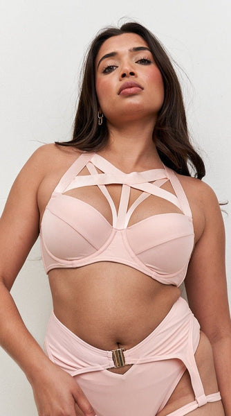 Scarlett Bra - Strappy Balconette Bra Recycled Blush